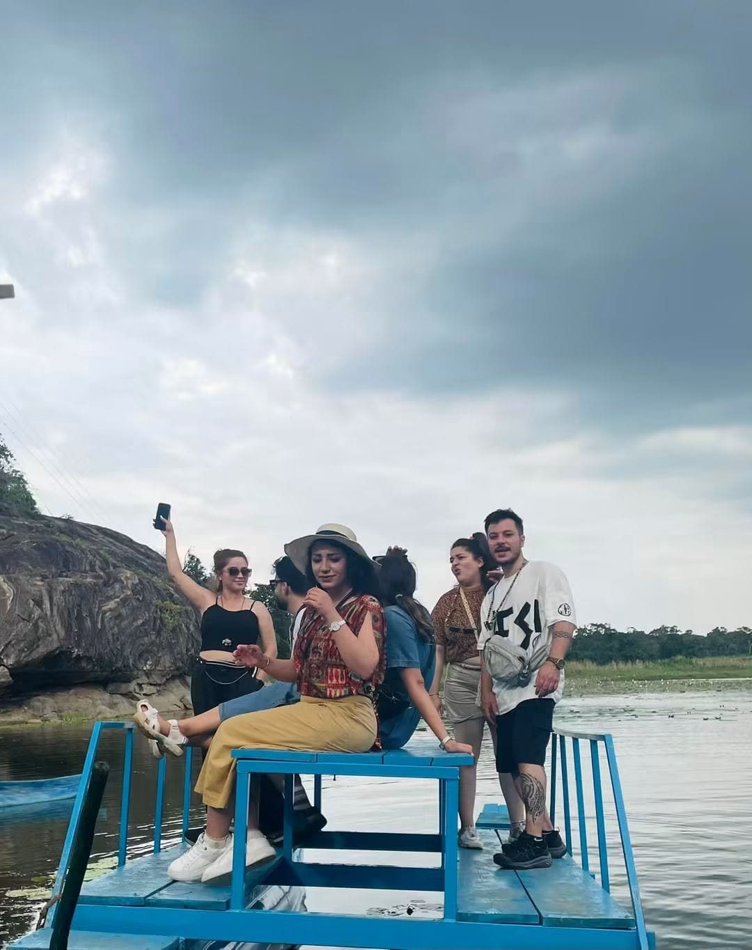 Village boat safari on a tank near Habarana